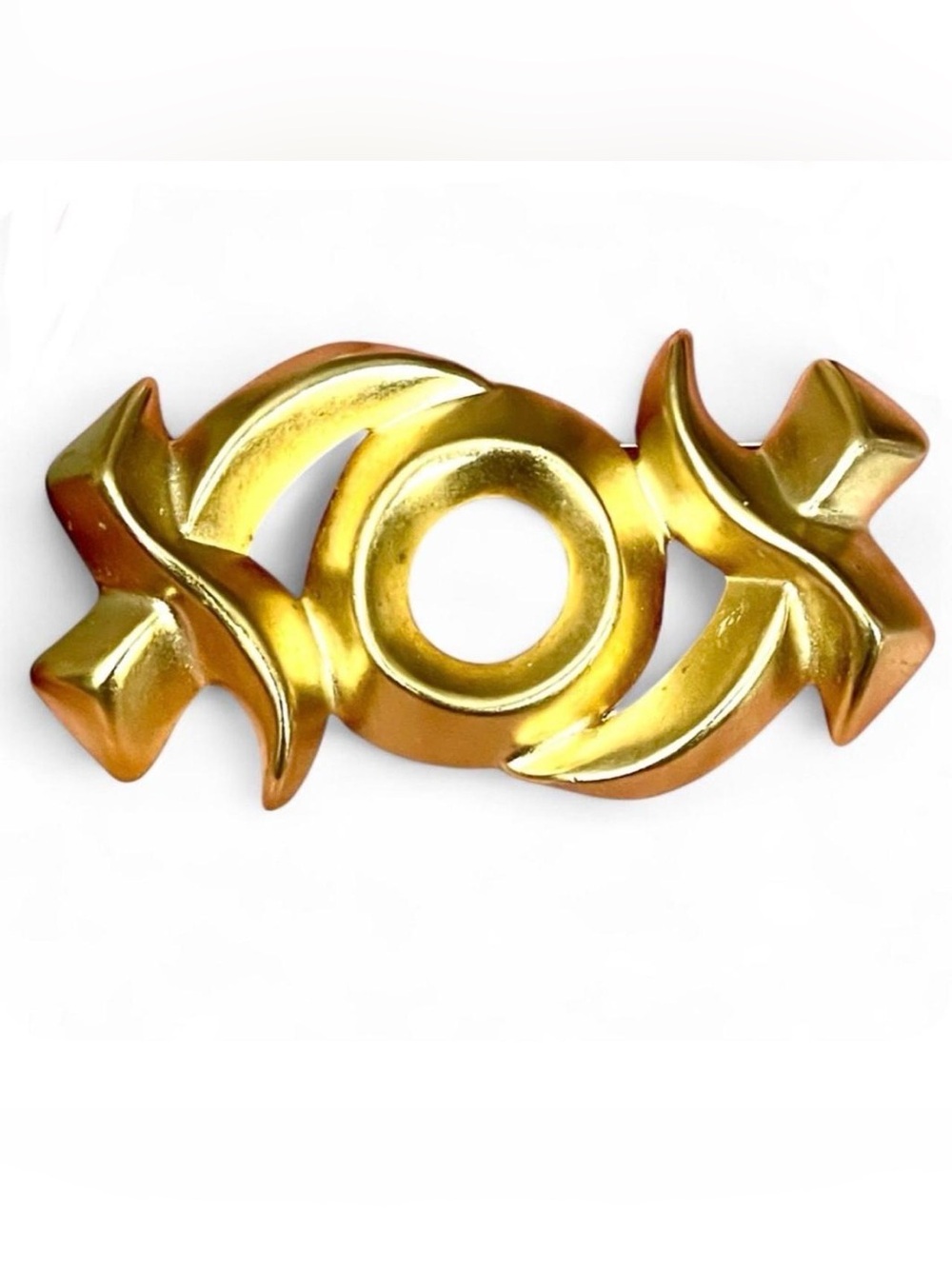 Fernando Originals Vintage 1970s Abstract Gold “XOX” Brooch Pin Structural Art